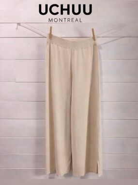 UCHUU - Beige Wide-Leg Knit Pants (Estimated S/M)